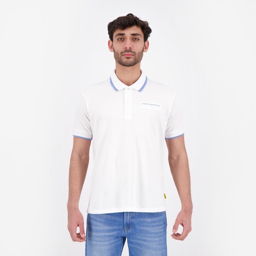 Polo homme manches courtes avec poche passepoilée