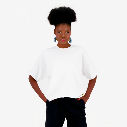 Sweat oversized femme manches courtes avec broderie