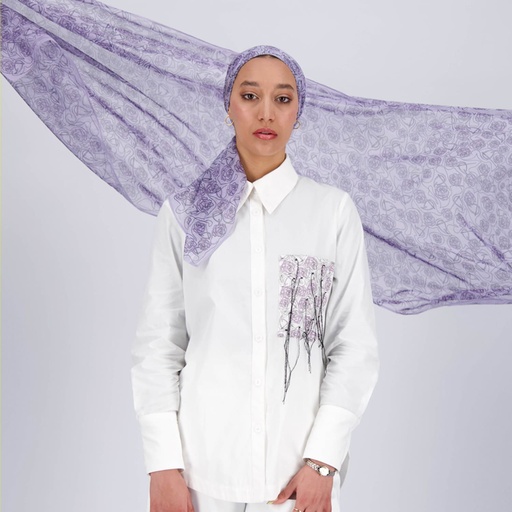 Chemise femme avec poche plaquée en chaine & trame