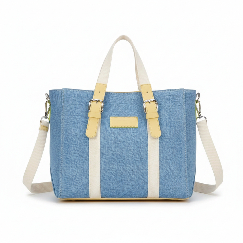 Mini cabas femme en jeans et cuir