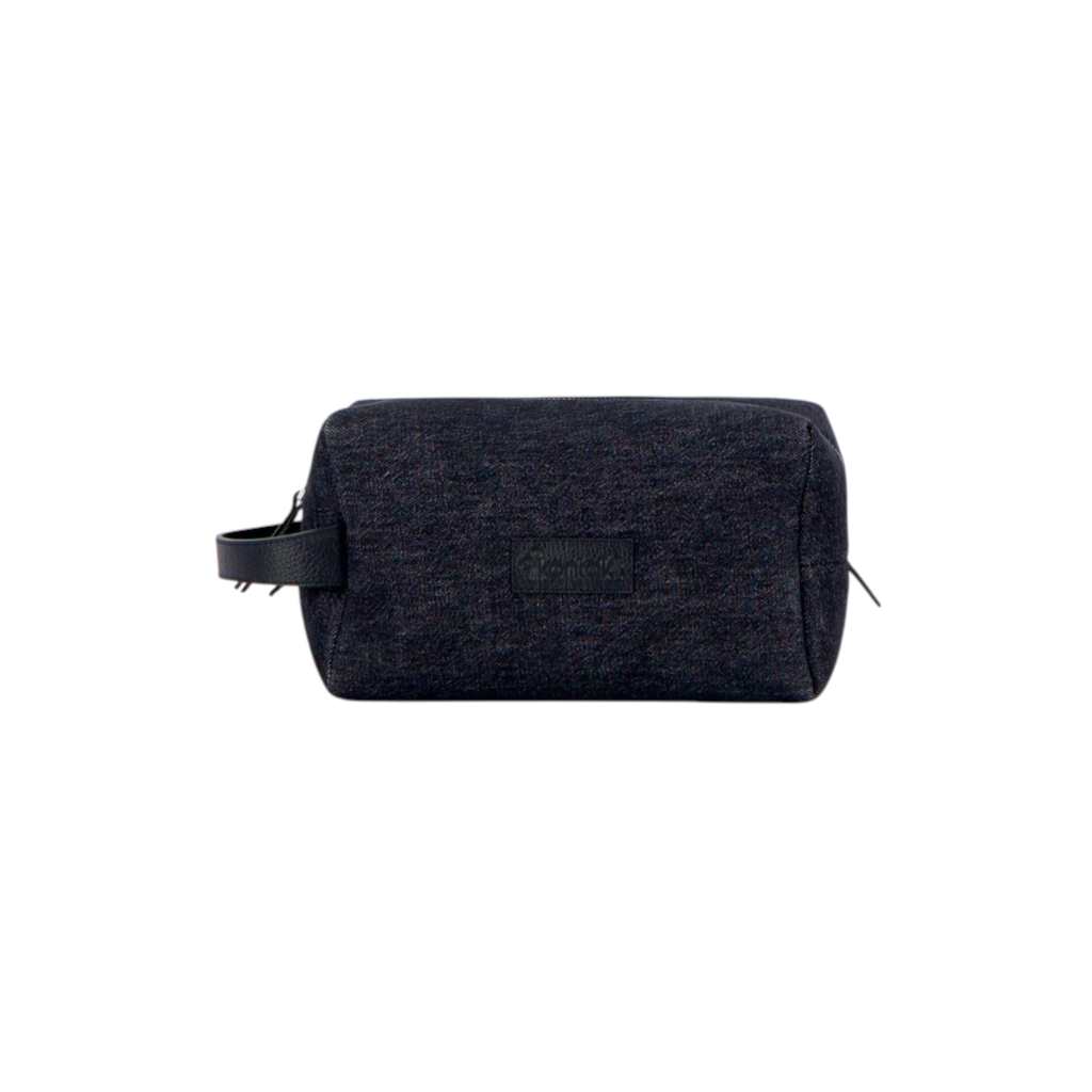 Trousse de toilette homme en jeans et cuir