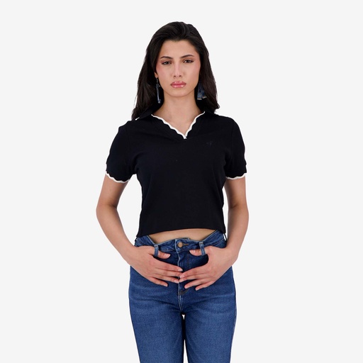 Polo côtelé femme manches courtes
