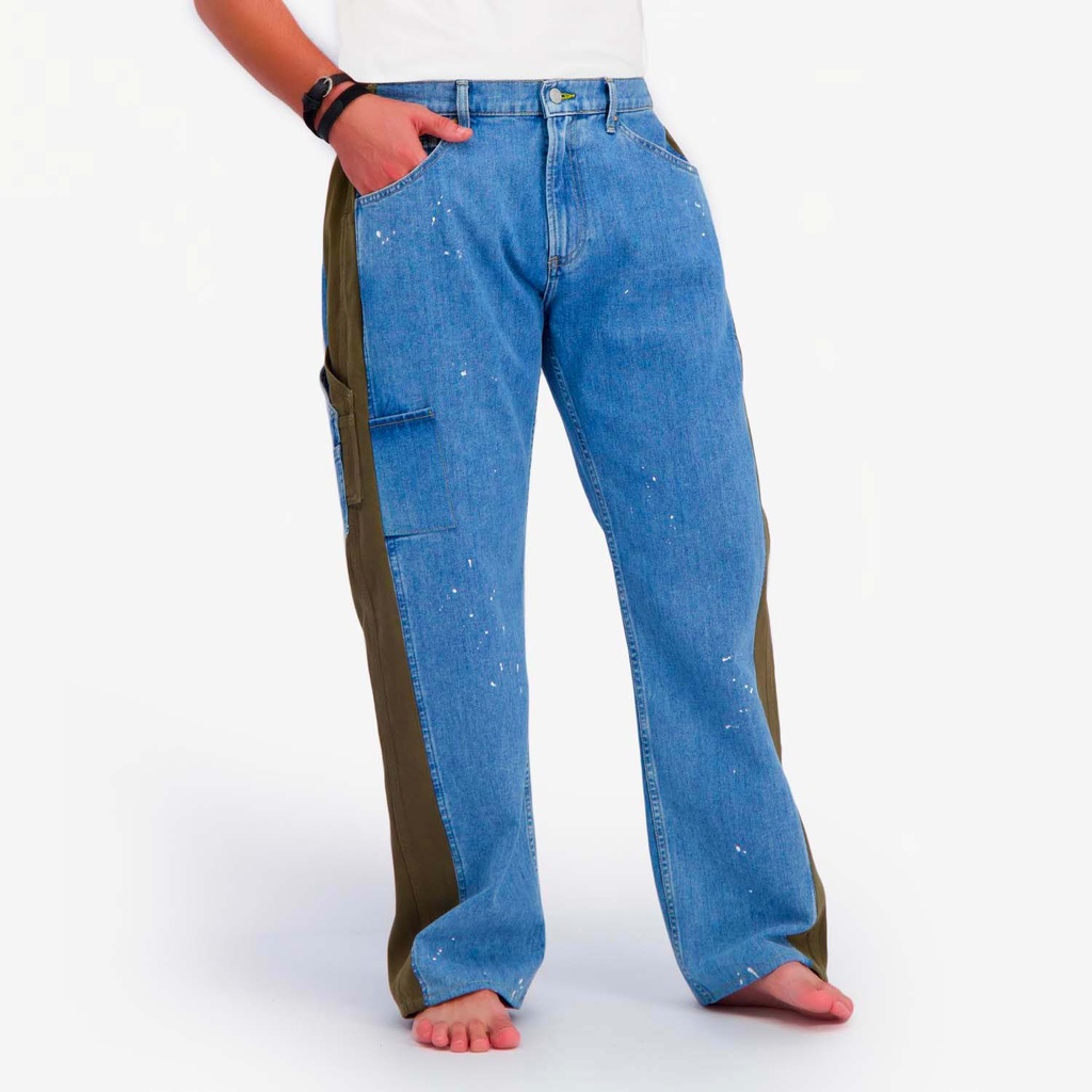 Upcycling carpenter homme en jeans bi-couleur - KARIM