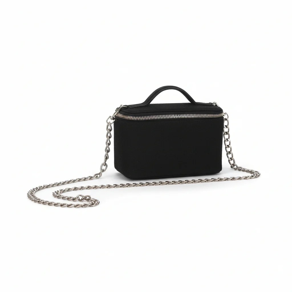 Sac mini vanity femme en jeans et cuir