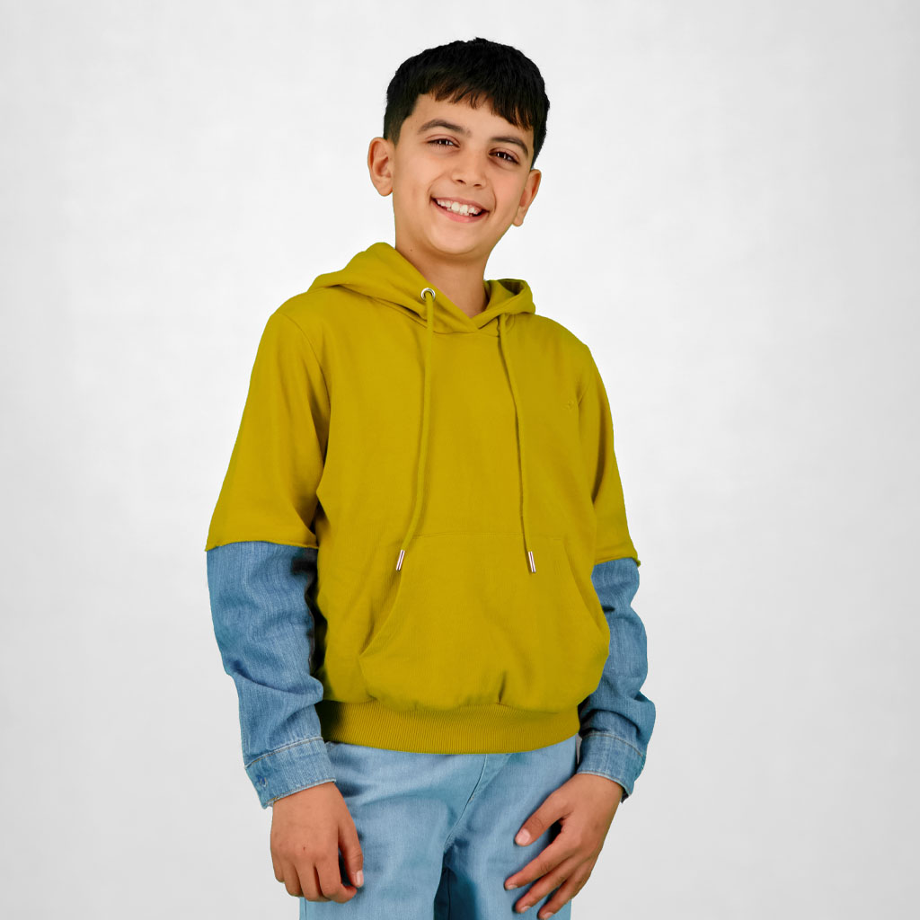 Hoodie garçon avec manches en denim