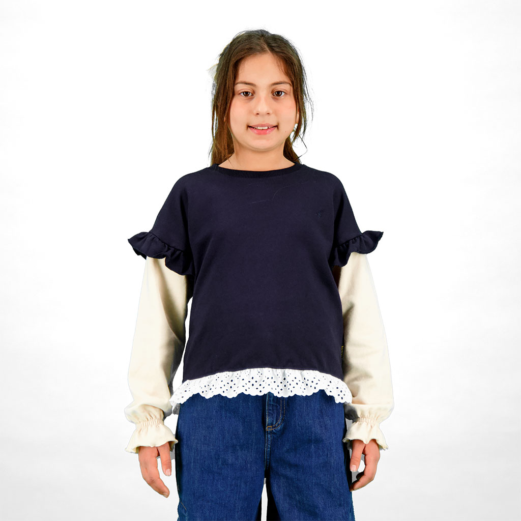 Sweat fille avec volants