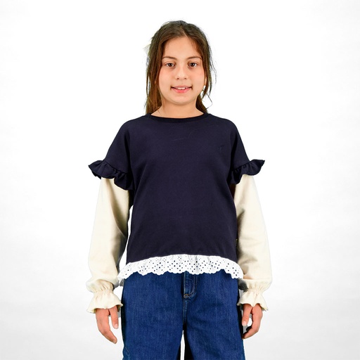 Sweat fille avec volants