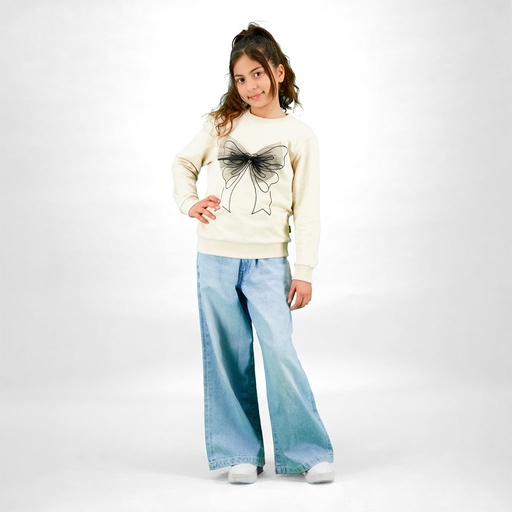 Sweat regular fille avec noeud en tulle