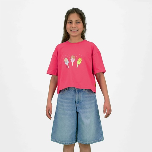 T-shirt sur taille fille manches courtes  Glâces Paillétés