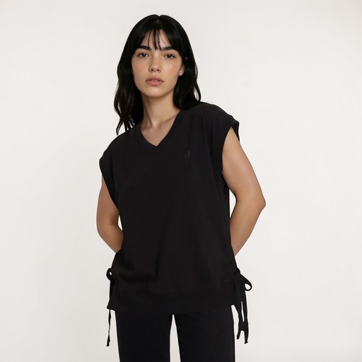 Sweat femme sans manches avec noeuds sur les côtés