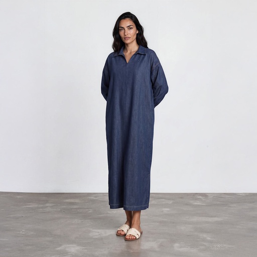 [01-010-09-108-K419-TU] Robe jebba femme avec broderie en jeans